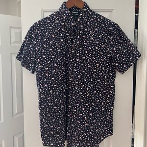 Price Drop! Express short sleeve button down! Stylish and bold flower pattern!